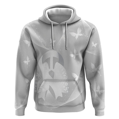 Australia Lung Cancer Support Personalised Zip Hoodie Butterfly White Ribbon Art
