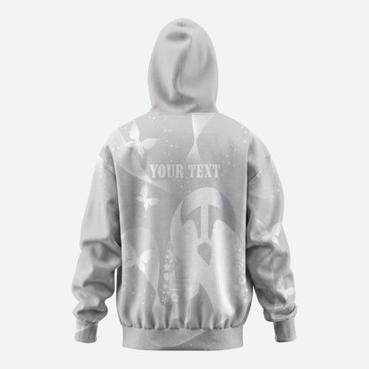 Australia Lung Cancer Support Personalised Zip Hoodie Butterfly White Ribbon Art