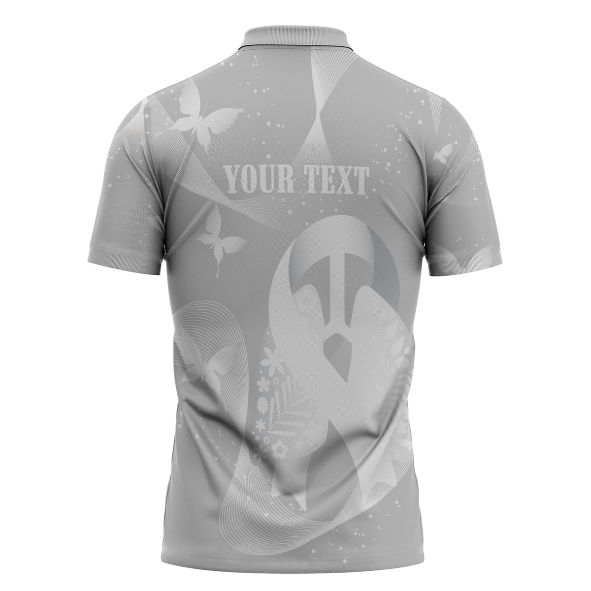 Australia Lung Cancer Support Personalised Zipper Polo Shirt Butterfly White Ribbon Art