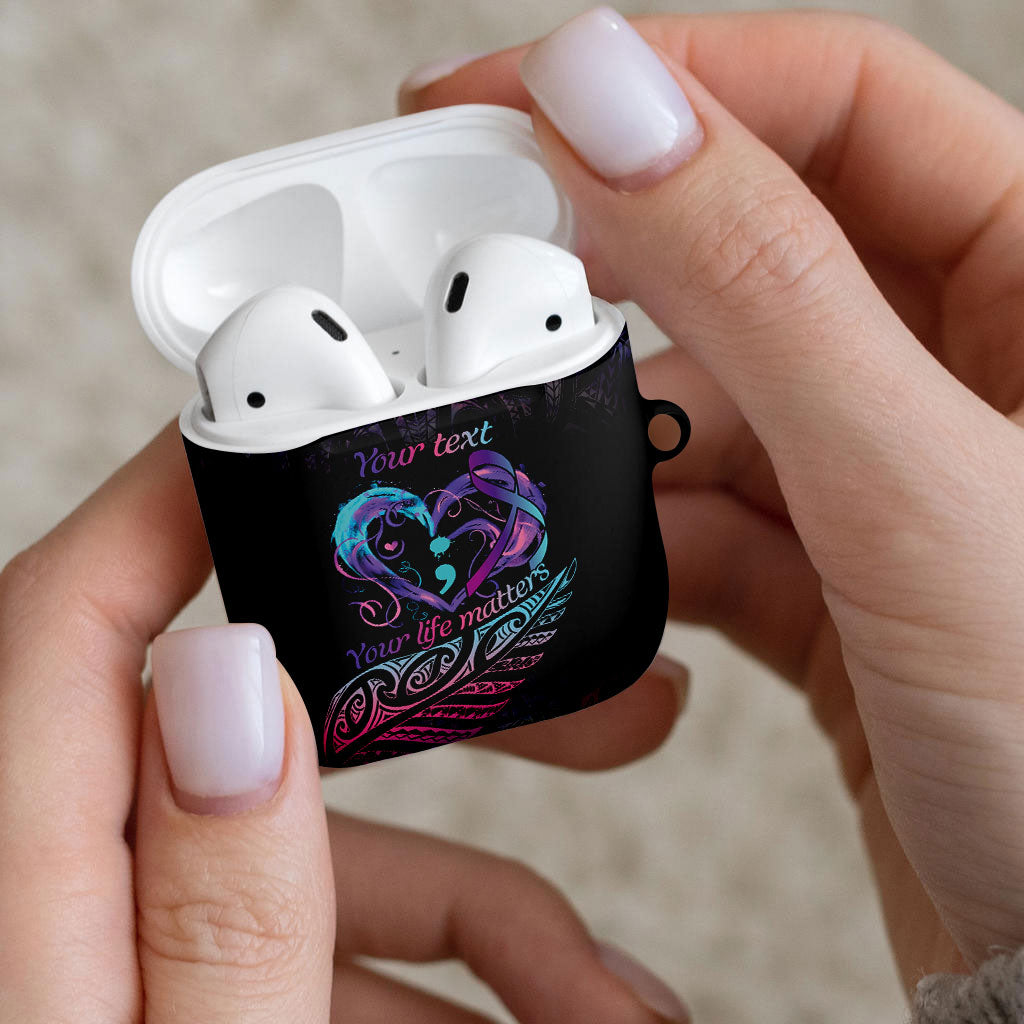 Personalised Your Life Matters AirPods Case Suicide Prevention Support Semicolon Maori Heart