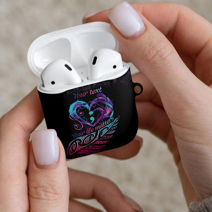 Personalised Your Life Matters AirPods Case Suicide Prevention Support Semicolon Maori Heart
