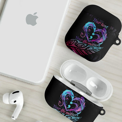 Personalised Your Life Matters AirPods Case Suicide Prevention Support Semicolon Maori Heart