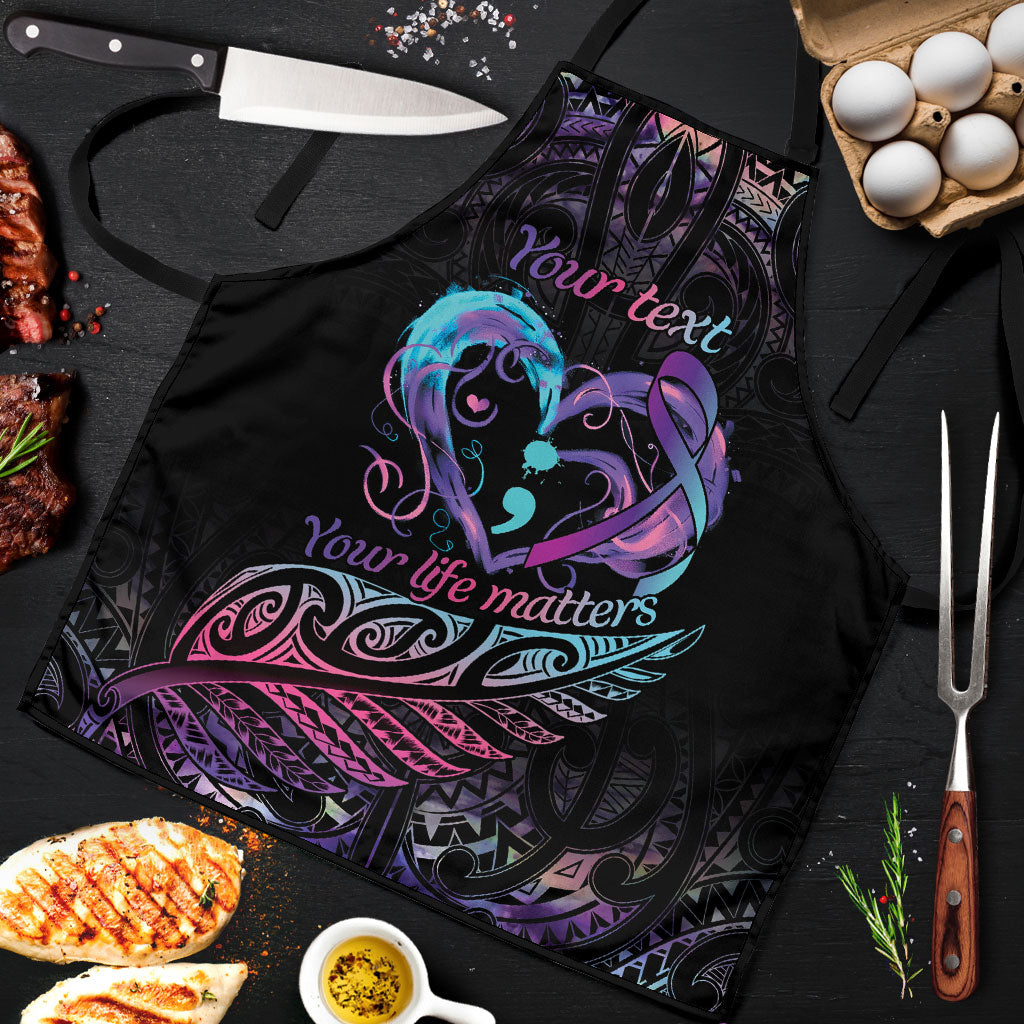 Personalised Your Life Matters Apron Suicide Prevention Support Semicolon Maori Heart