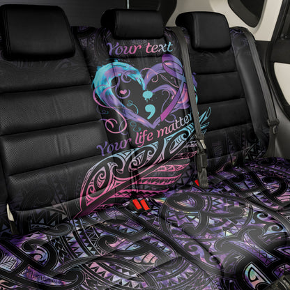 Personalised Your Life Matters Back Car Seat Cover Suicide Prevention Support Semicolon Maori Heart