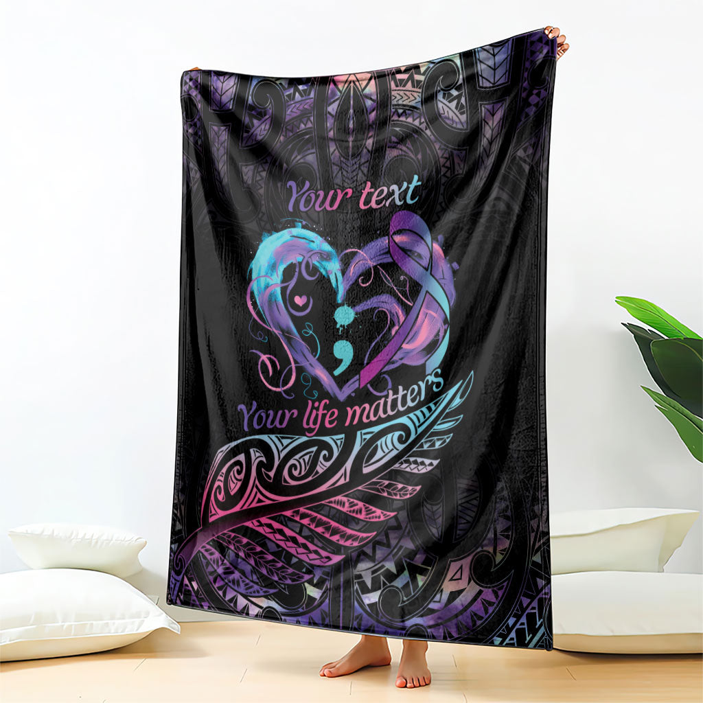 Personalised Your Life Matters Blanket Suicide Prevention Support Semicolon Maori Heart