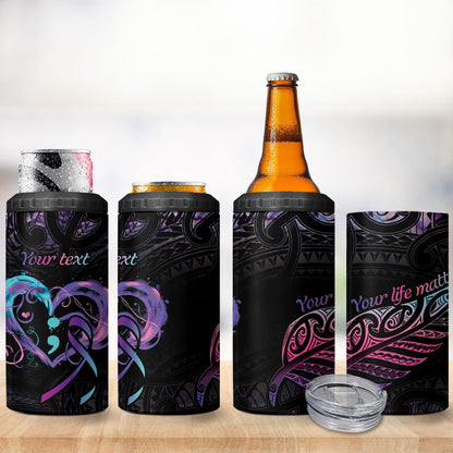 Personalised Your Life Matters 4 in 1 Can Cooler Tumbler Suicide Prevention Support Semicolon Maori Heart