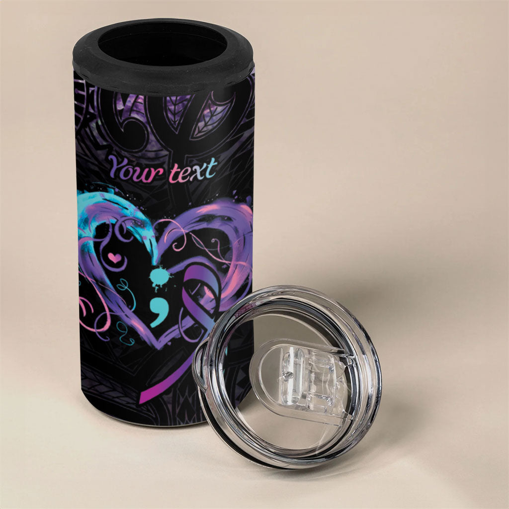 Personalised Your Life Matters 4 in 1 Can Cooler Tumbler Suicide Prevention Support Semicolon Maori Heart