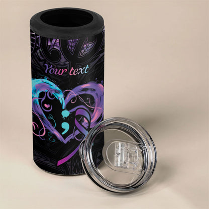 Personalised Your Life Matters 4 in 1 Can Cooler Tumbler Suicide Prevention Support Semicolon Maori Heart
