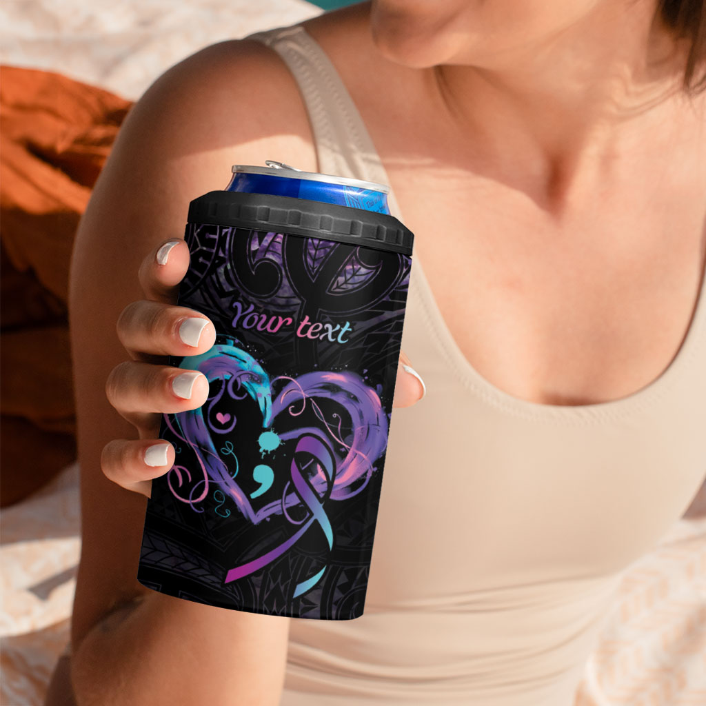 Personalised Your Life Matters 4 in 1 Can Cooler Tumbler Suicide Prevention Support Semicolon Maori Heart