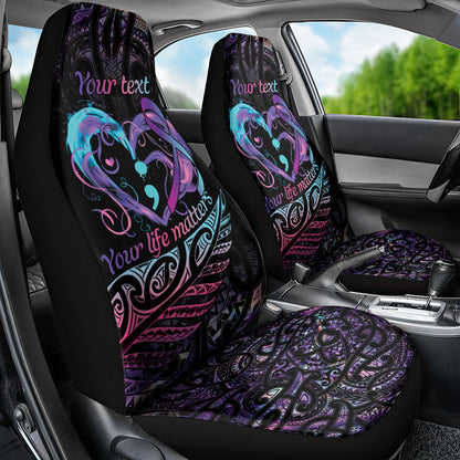 Personalised Your Life Matters Car Seat Cover Suicide Prevention Support Semicolon Maori Heart