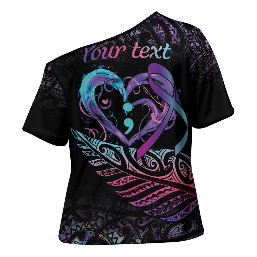Personalised Your Life Matters Cross Shoulder Shirt Suicide Prevention Support Semicolon Maori Heart