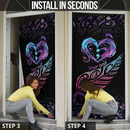 Personalised Your Life Matters Door Cover Suicide Prevention Support Semicolon Maori Heart