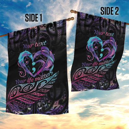 Personalised Your Life Matters Garden Flag Suicide Prevention Support Semicolon Maori Heart