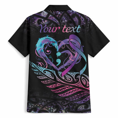 Personalised Your Life Matters Hawaiian Shirt Suicide Prevention Support Semicolon Maori Heart