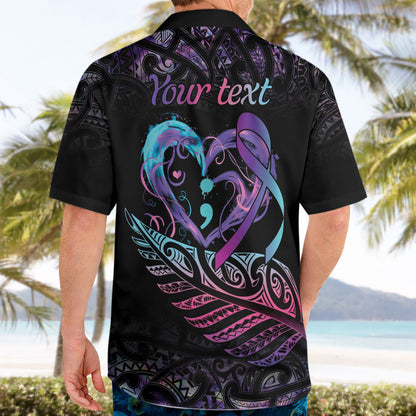 Personalised Your Life Matters Hawaiian Shirt Suicide Prevention Support Semicolon Maori Heart