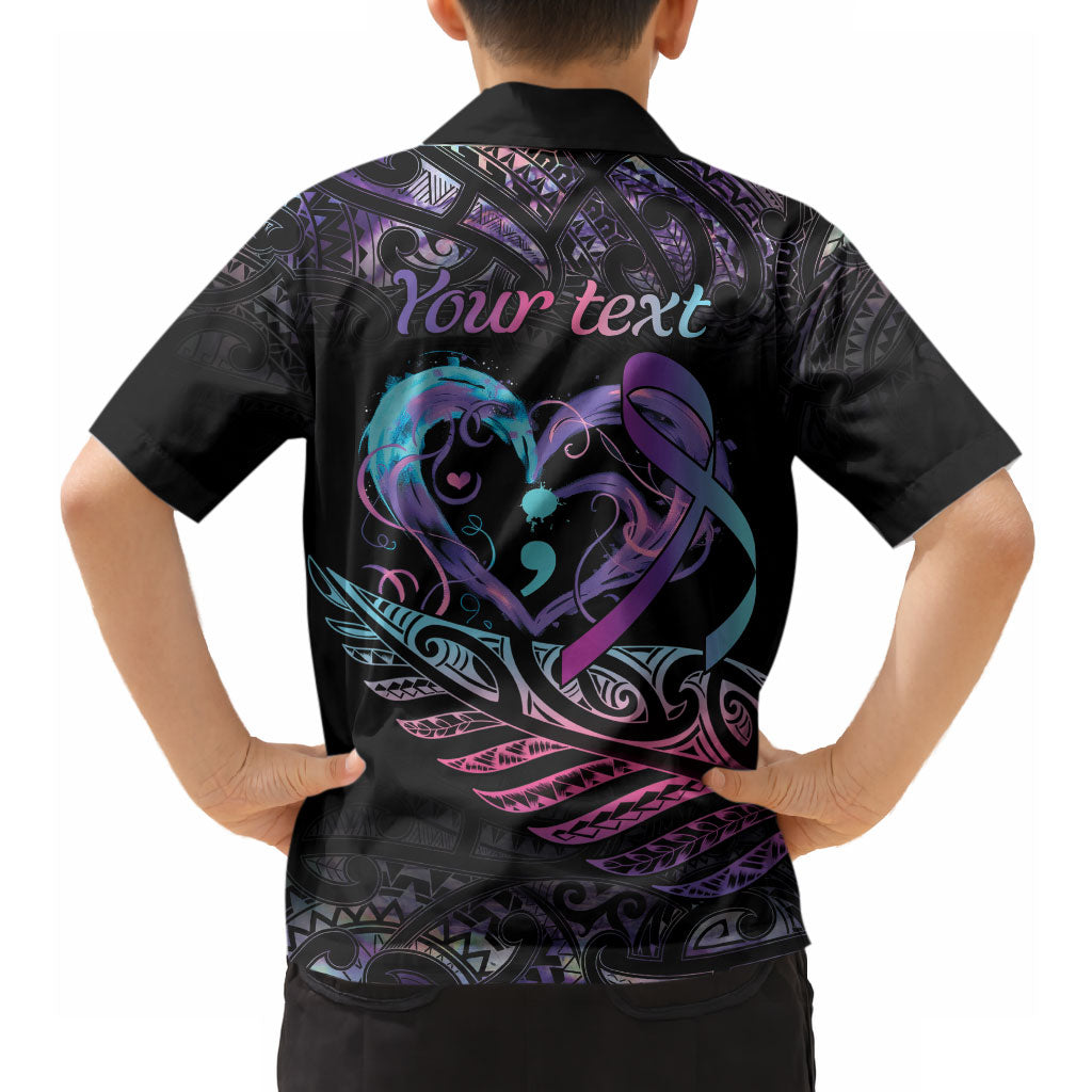 Personalised Your Life Matters Hawaiian Shirt Suicide Prevention Support Semicolon Maori Heart