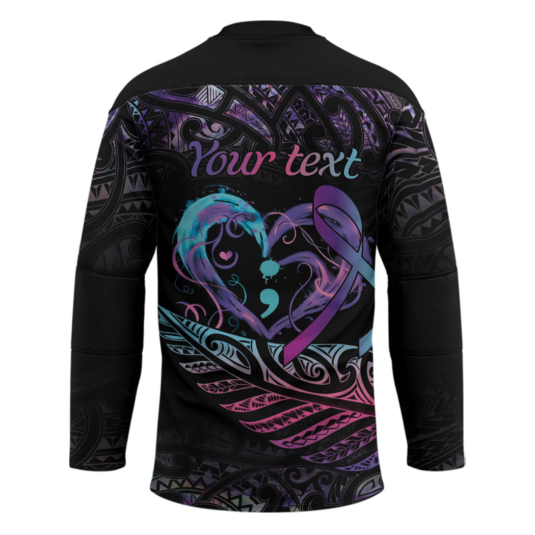 Personalised Your Life Matters Hockey Jersey Suicide Prevention Support Semicolon Maori Heart