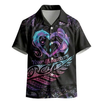 Personalised Your Life Matters Kid Hawaiian Shirt Suicide Prevention Support Semicolon Maori Heart