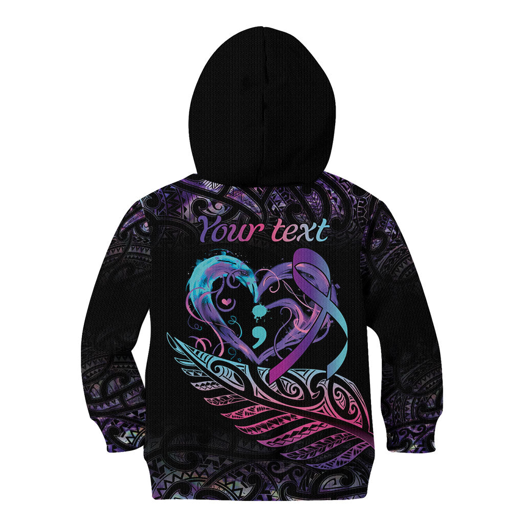 Personalised Your Life Matters Kid Hoodie Suicide Prevention Support Semicolon Maori Heart