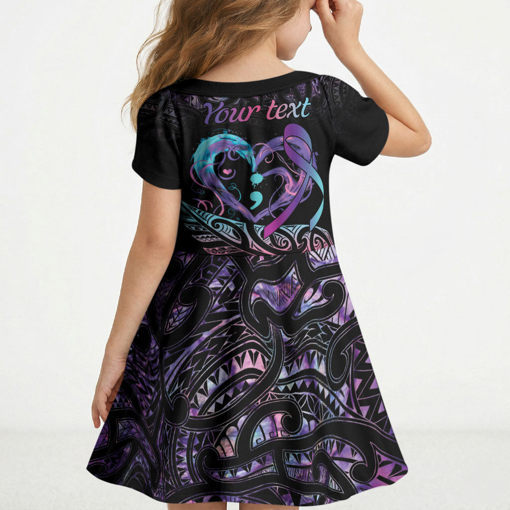 Personalised Your Life Matters Kid Short Sleeve Dress Suicide Prevention Support Semicolon Maori Heart