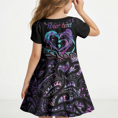 Personalised Your Life Matters Kid Short Sleeve Dress Suicide Prevention Support Semicolon Maori Heart