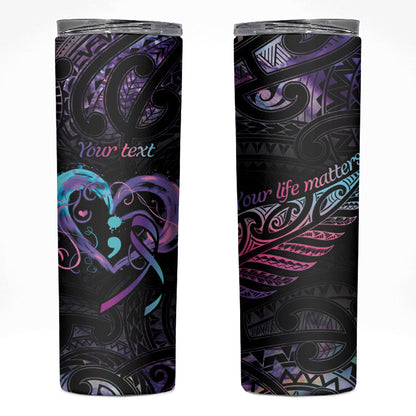 Personalised Your Life Matters Skinny Tumbler Suicide Prevention Support Semicolon Maori Heart