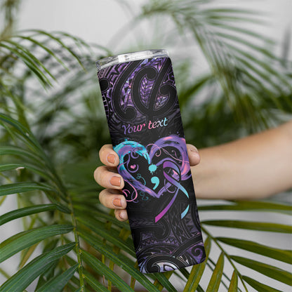 Personalised Your Life Matters Skinny Tumbler Suicide Prevention Support Semicolon Maori Heart