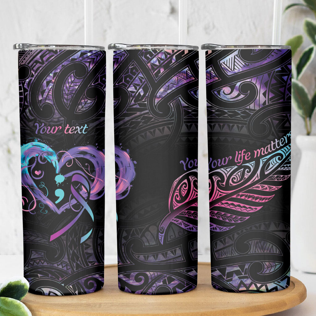 Personalised Your Life Matters Skinny Tumbler Suicide Prevention Support Semicolon Maori Heart