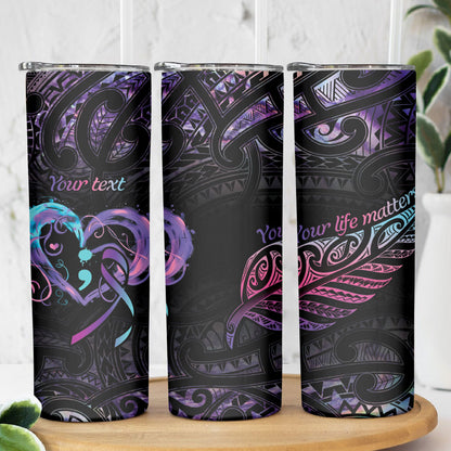 Personalised Your Life Matters Skinny Tumbler Suicide Prevention Support Semicolon Maori Heart