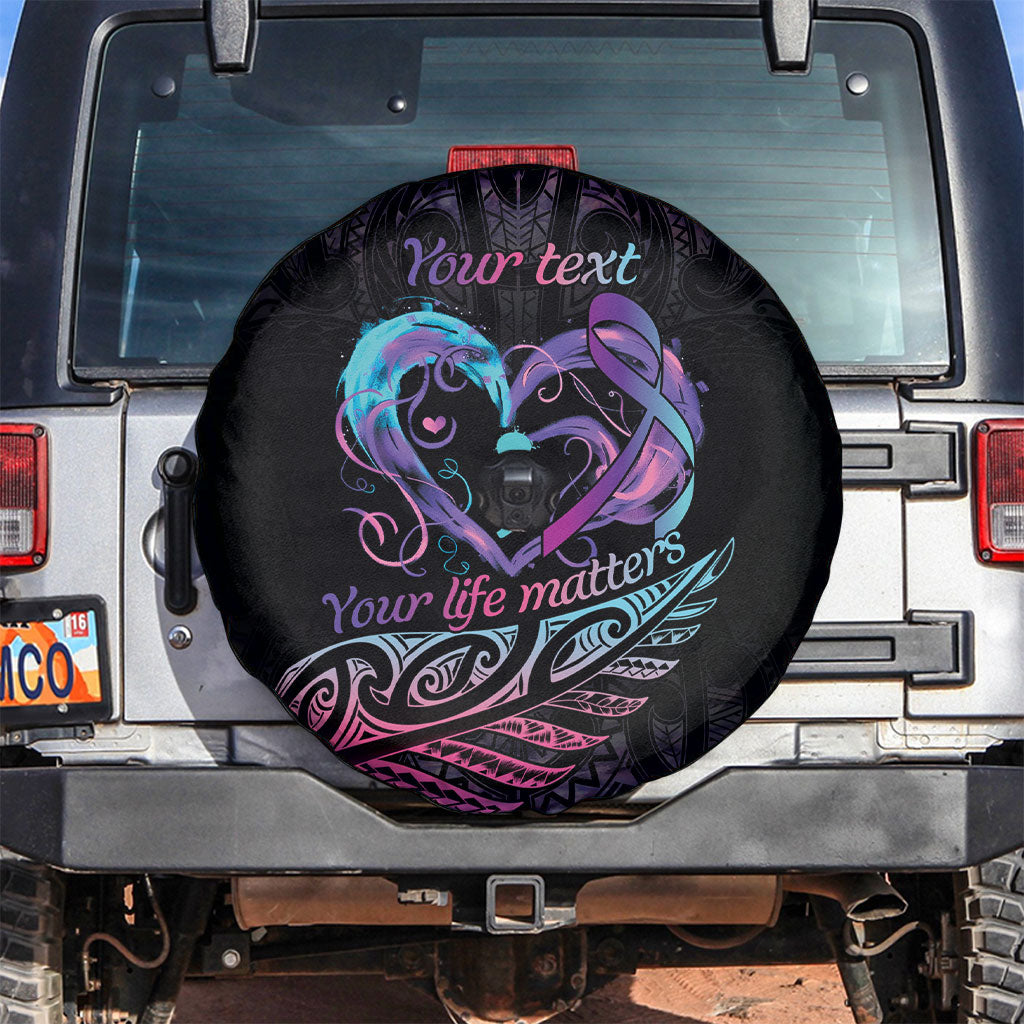 Personalised Your Life Matters Spare Tire Cover Suicide Prevention Support Semicolon Maori Heart