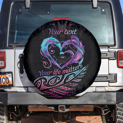 Personalised Your Life Matters Spare Tire Cover Suicide Prevention Support Semicolon Maori Heart