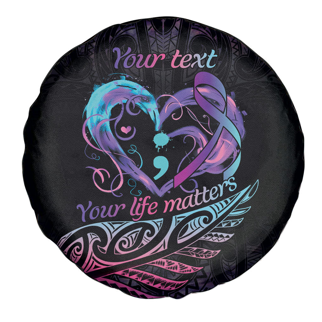 Personalised Your Life Matters Spare Tire Cover Suicide Prevention Support Semicolon Maori Heart