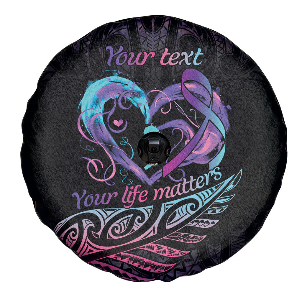 Personalised Your Life Matters Spare Tire Cover Suicide Prevention Support Semicolon Maori Heart