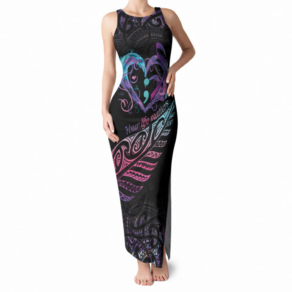 Personalised Your Life Matters Tank Maxi Dress Suicide Prevention Support Semicolon Maori Heart