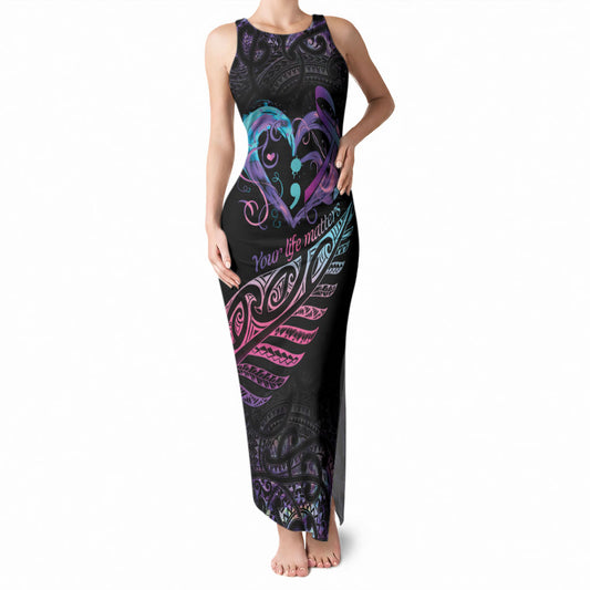 Personalised Your Life Matters Tank Maxi Dress Suicide Prevention Support Semicolon Maori Heart