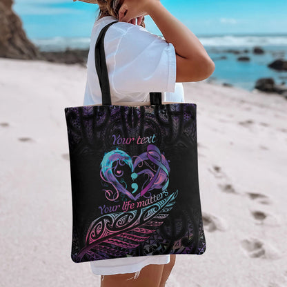 Personalised Your Life Matters Tote Bag Suicide Prevention Support Semicolon Maori Heart