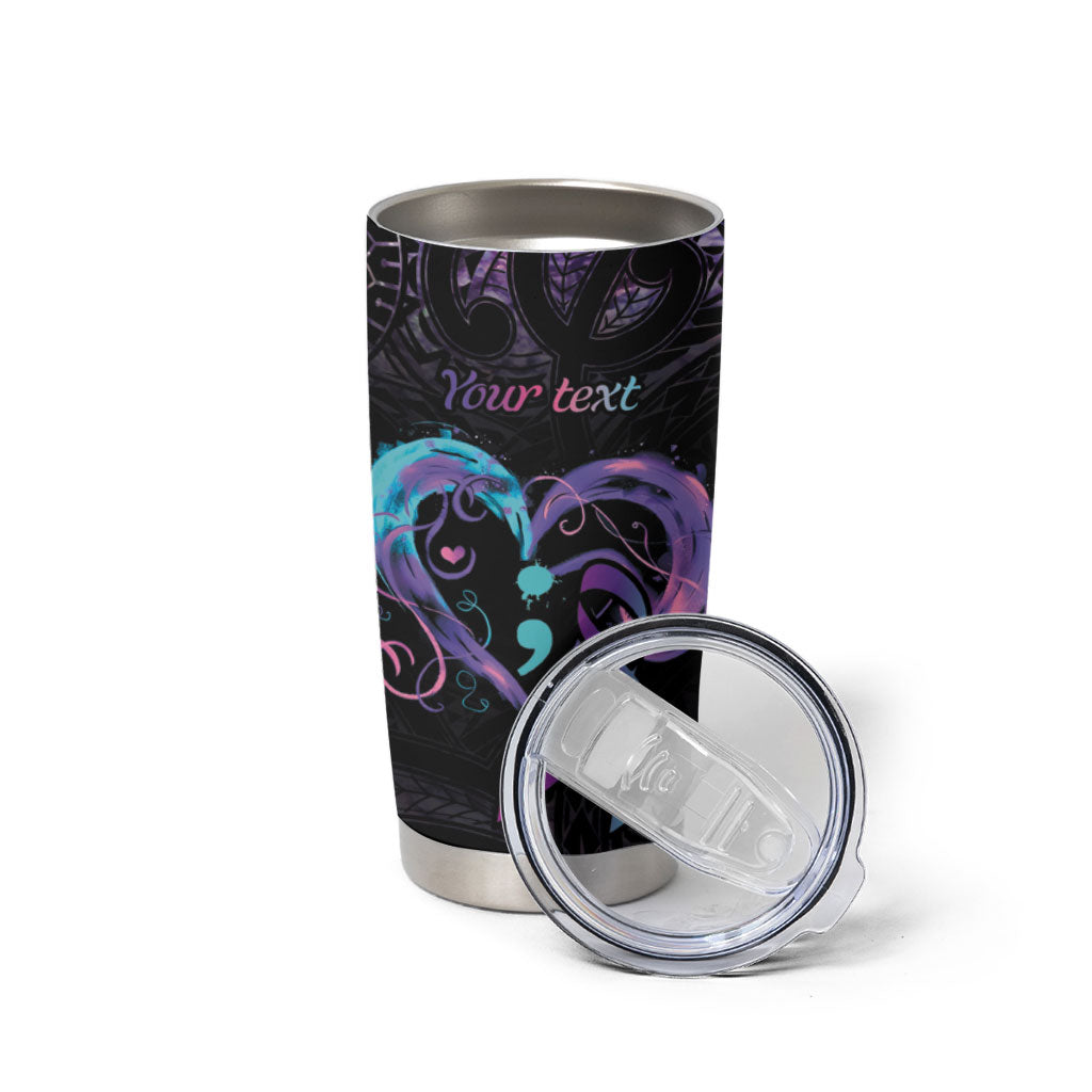Personalised Your Life Matters Tumbler Cup Suicide Prevention Support Semicolon Maori Heart