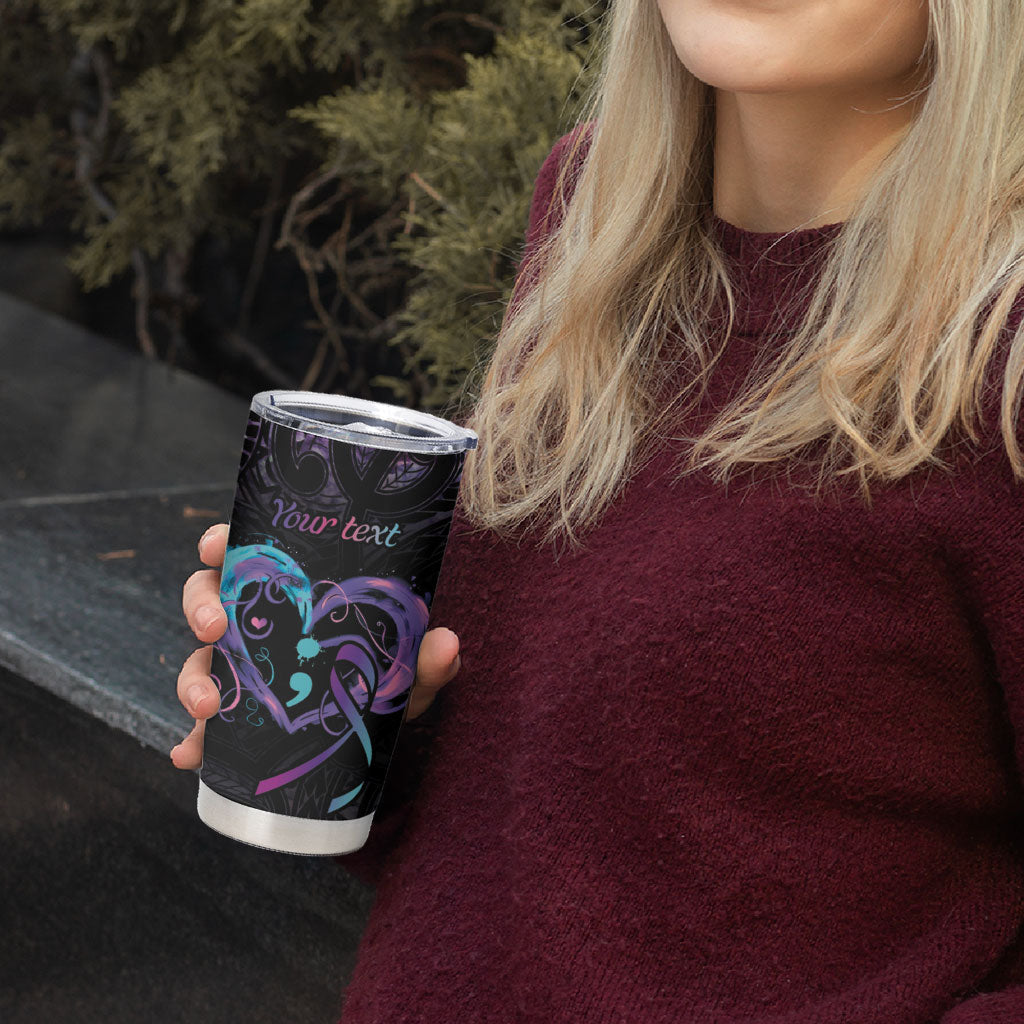 Personalised Your Life Matters Tumbler Cup Suicide Prevention Support Semicolon Maori Heart