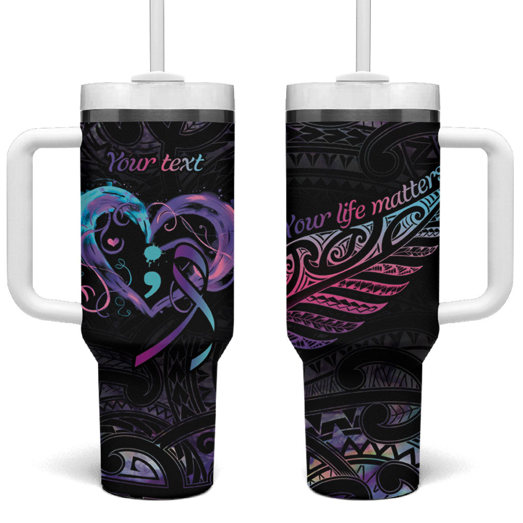 Personalised Your Life Matters Tumbler With Handle Suicide Prevention Support Semicolon Maori Heart