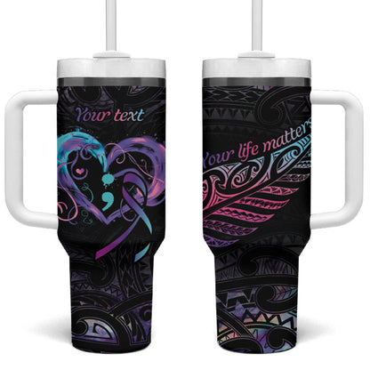 Personalised Your Life Matters Tumbler With Handle Suicide Prevention Support Semicolon Maori Heart