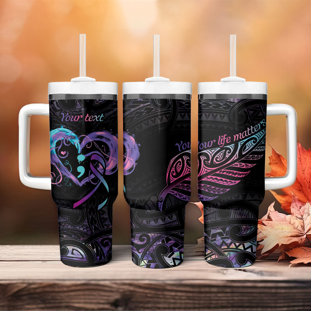 Personalised Your Life Matters Tumbler With Handle Suicide Prevention Support Semicolon Maori Heart