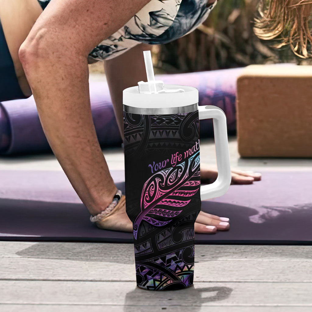 Personalised Your Life Matters Tumbler With Handle Suicide Prevention Support Semicolon Maori Heart