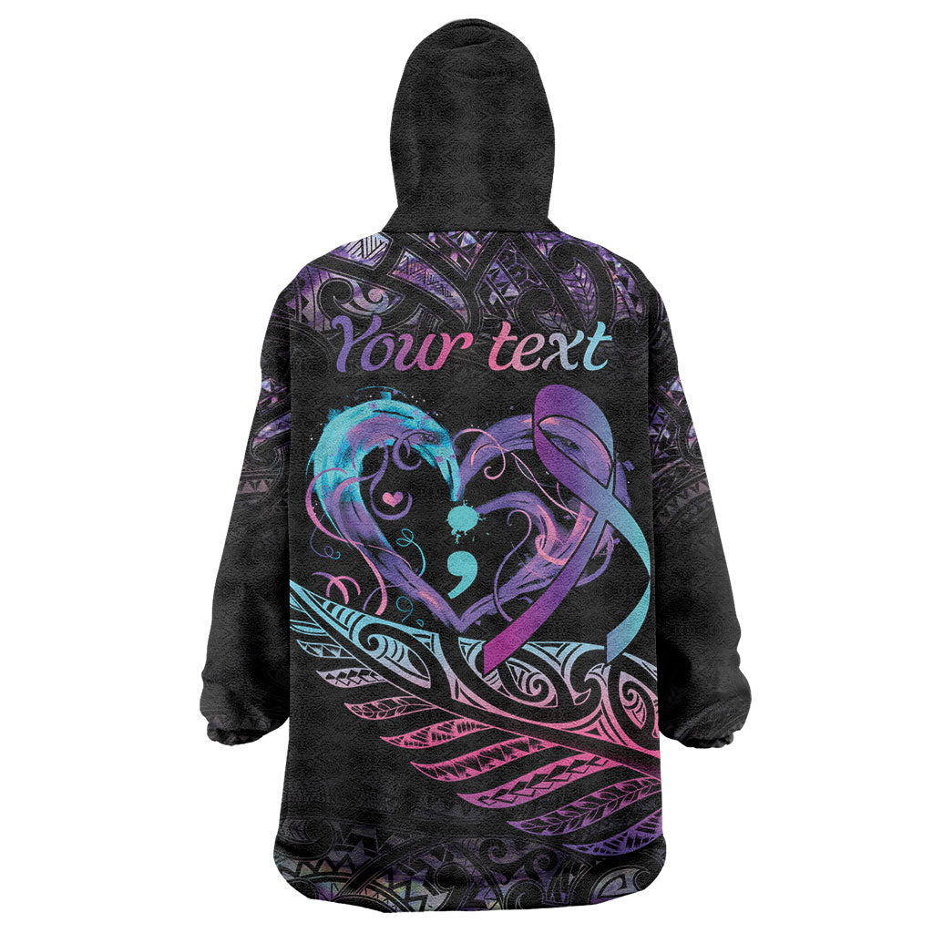 Personalised Your Life Matters Wearable Blanket Hoodie Suicide Prevention Support Semicolon Maori Heart
