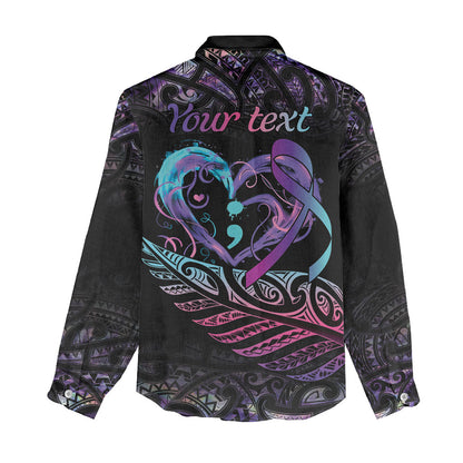 Personalised Your Life Matters Women Casual Shirt Suicide Prevention Support Semicolon Maori Heart