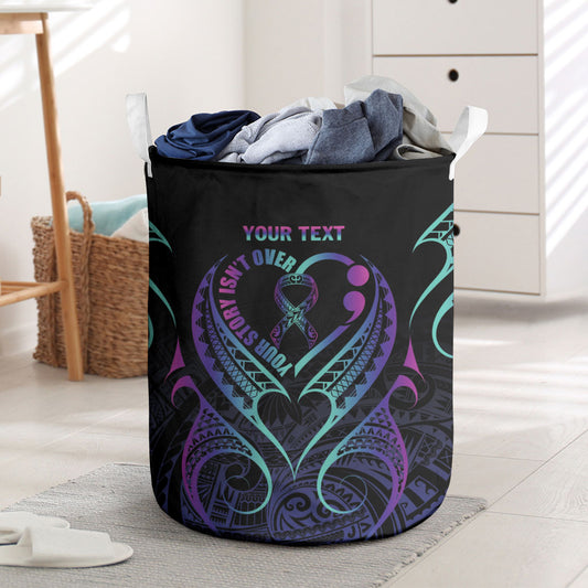 Personalised Your Story Isn't Over Laundry Basket Suicide Prevention Support Semicolon Polynesian Heart