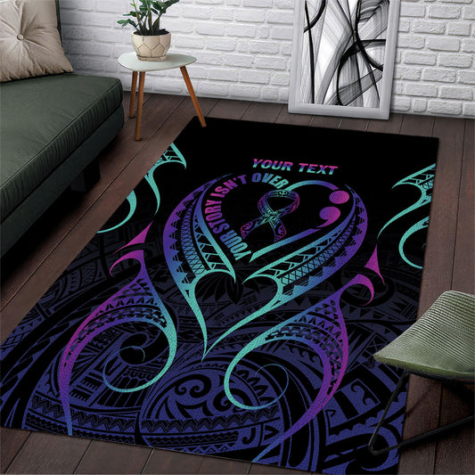 Personalised Your Story Isn't Over Area Rug Suicide Prevention Support Semicolon Polynesian Heart