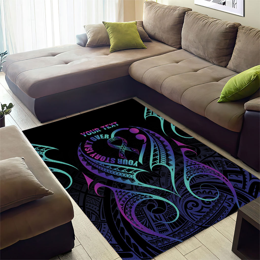 Personalised Your Story Isn't Over Area Rug Suicide Prevention Support Semicolon Polynesian Heart