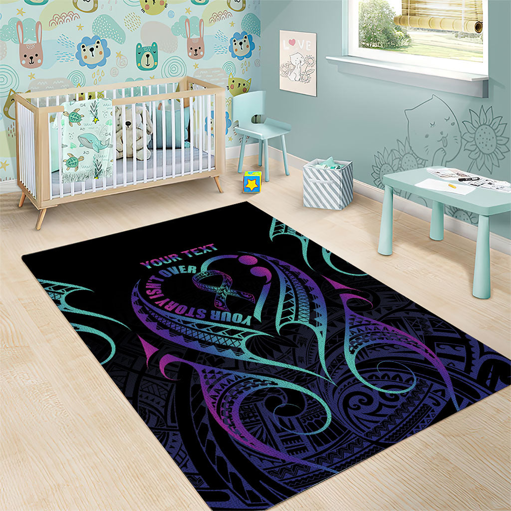 Personalised Your Story Isn't Over Area Rug Suicide Prevention Support Semicolon Polynesian Heart