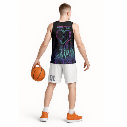 Personalised Your Story Isn't Over Basketball Jersey Suicide Prevention Support Semicolon Polynesian Heart