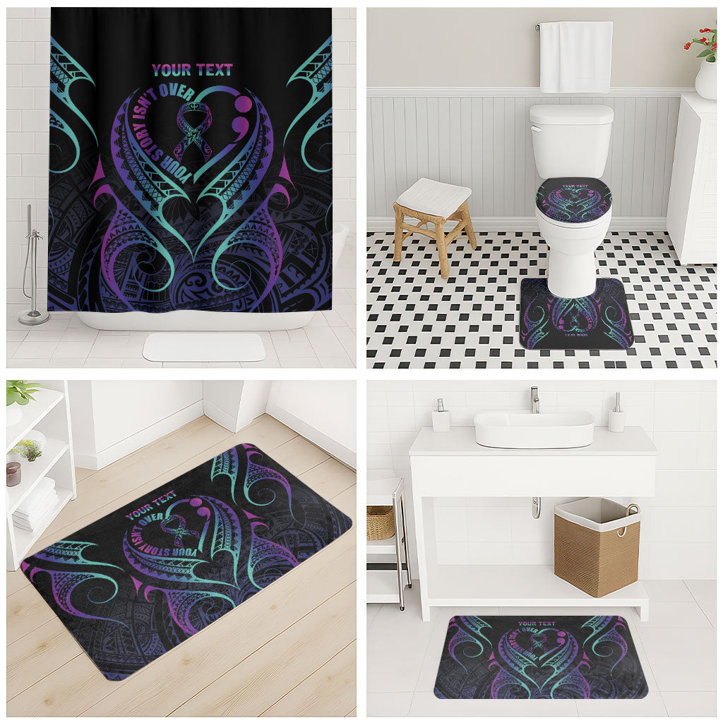 Personalised Your Story Isn't Over Bathroom Set Suicide Prevention Support Semicolon Polynesian Heart